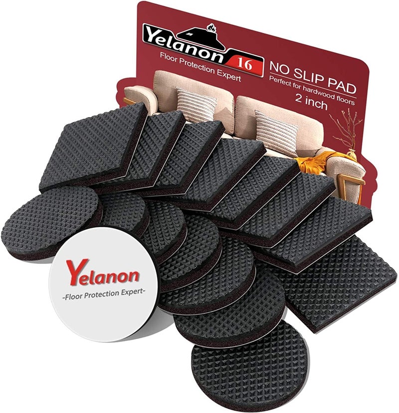 Yelanon Non Slip Furniture Pads -16 pcs 2â€ Furniture Grippers Hardwood Floors, Non Skid for Furniture Legs,Self Adhesive Rubber Feet, Anti Slide Furniture Floors Protectors for Keep Couch Stoppers - Image 1